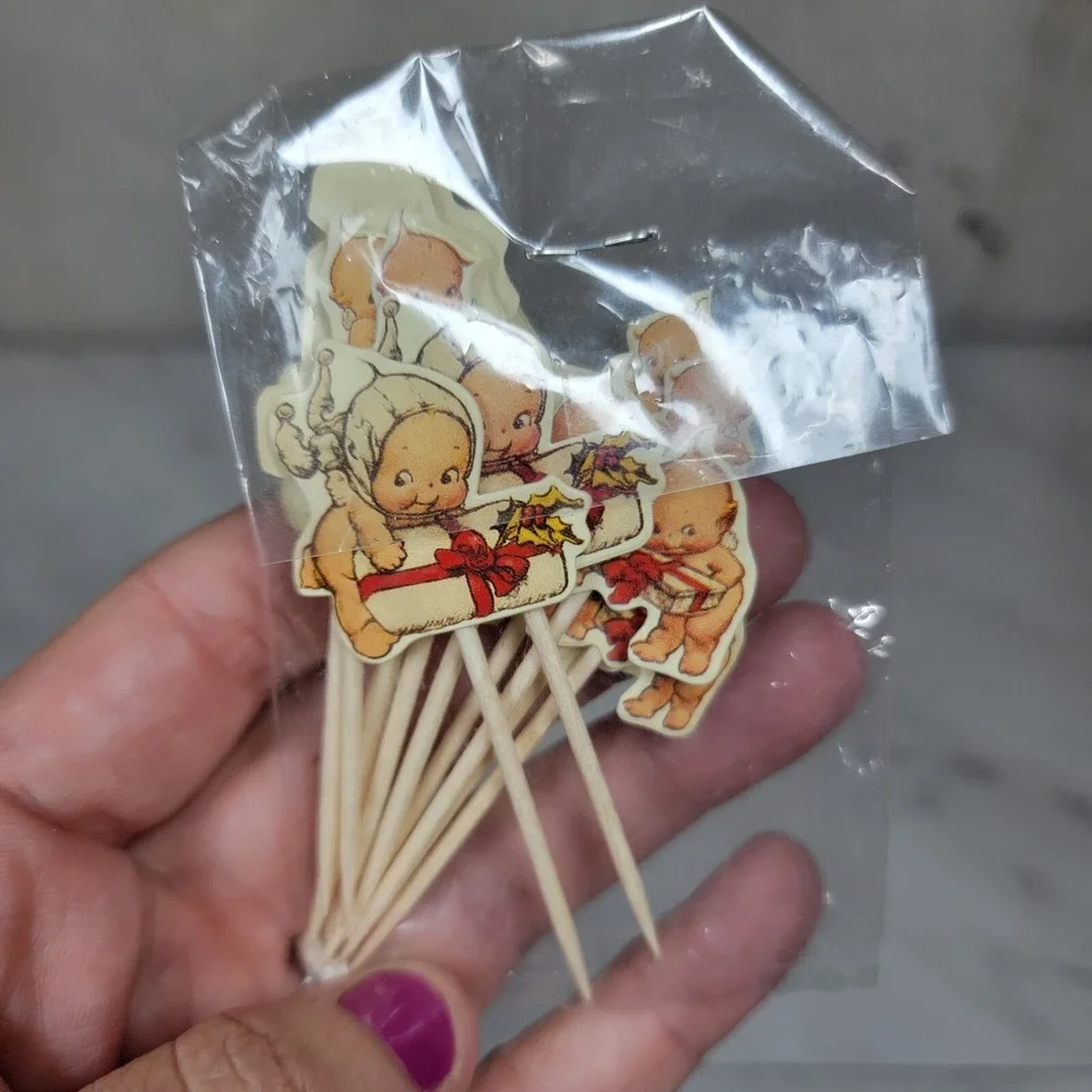 Vintage 1986 Kewpie Cupcake Toothpicks Pickle Picks Party Decor